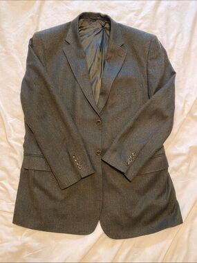 Classic Herringbone Sport Coat - Gray & Olive - Wool Silk Blend